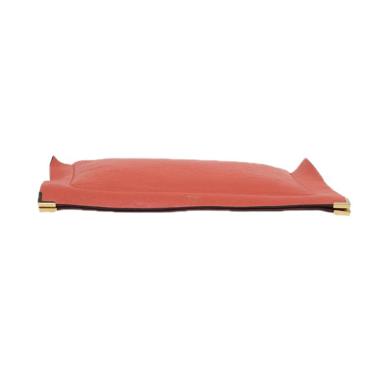 Pre Owned Chloe Orange Leather Ghost Clutch