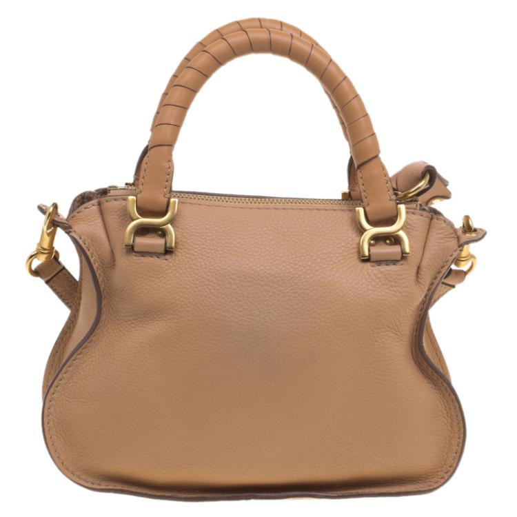 Pre Owned Chloe Tan Leather Small Marcie Shoulder Bag