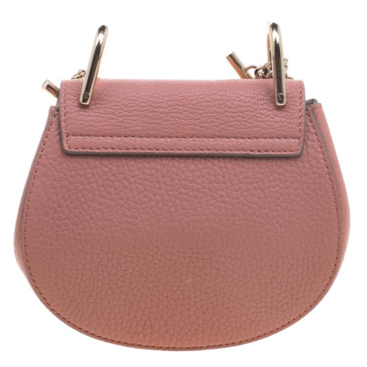 Pre Owned Chloe Misty Rose Leather Nano Flowers Crystal Embellished Drew Shoulder Bag