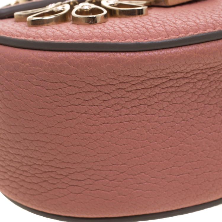 Pre Owned Chloe Misty Rose Leather Nano Flowers Crystal Embellished Drew Shoulder Bag
