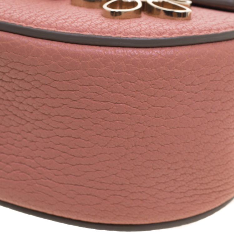 Pre Owned Chloe Misty Rose Leather Nano Flowers Crystal Embellished Drew Shoulder Bag