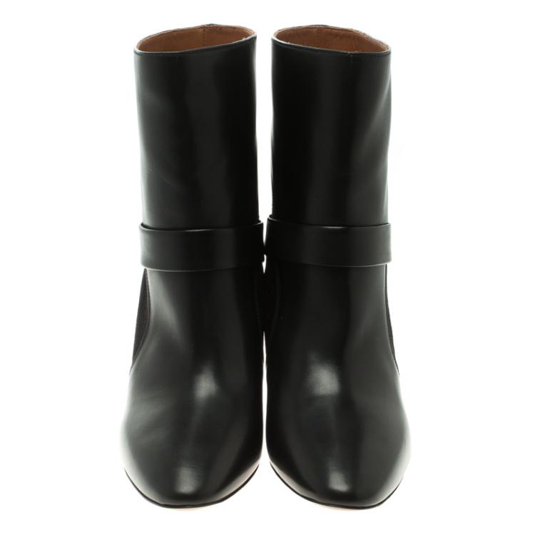 Pre Owned Chloe Black Leather and Suede Ankle Boots Size 39