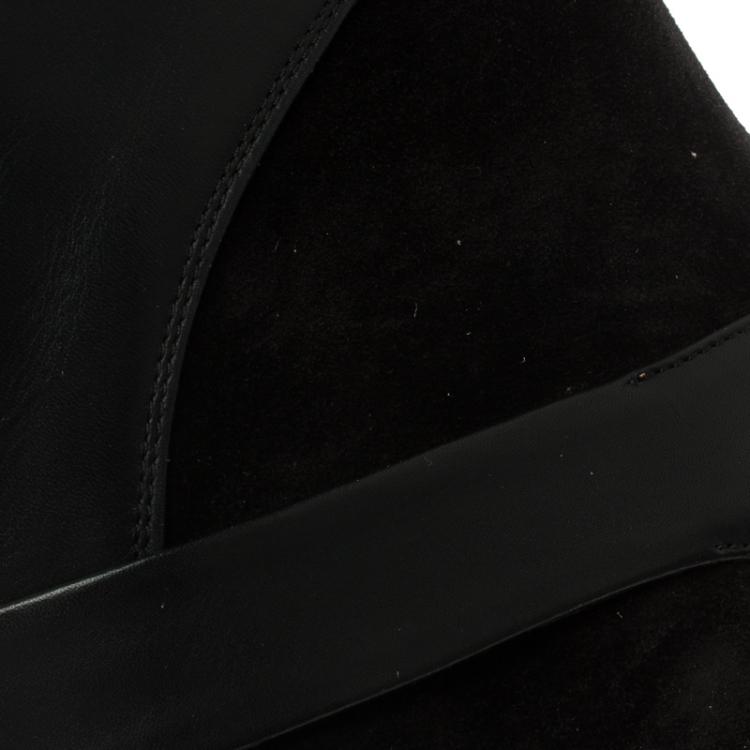 Pre Owned Chloe Black Leather and Suede Ankle Boots Size 39