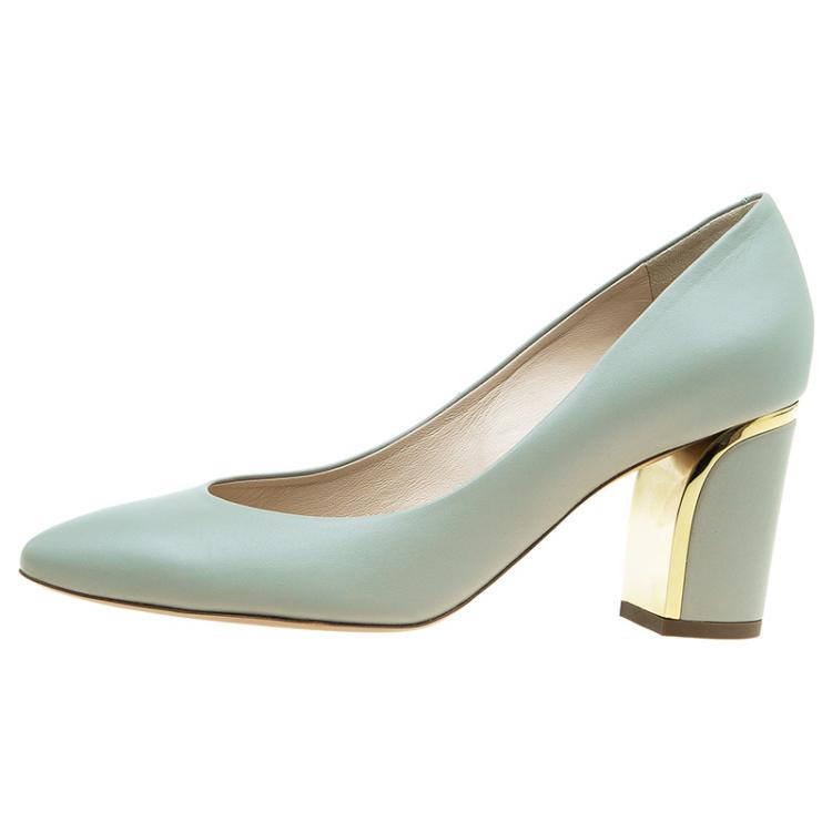 Pre Owned Chloe Grey Leather Beckie Pumps Size 37.5