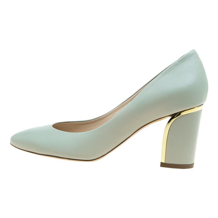 Pre Owned Chloe Grey Leather Beckie Pumps Size 37.5