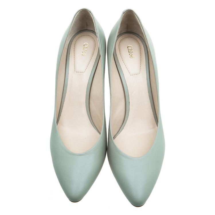 Pre Owned Chloe Grey Leather Beckie Pumps Size 37.5