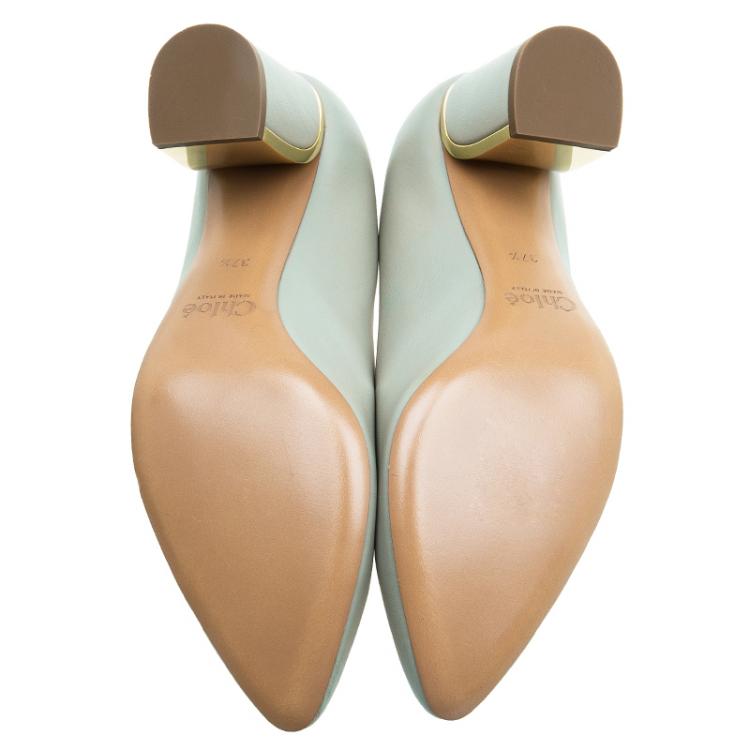 Pre Owned Chloe Grey Leather Beckie Pumps Size 37.5