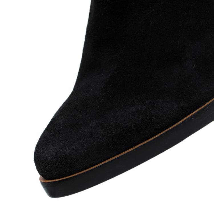 مملوكة مسبقًا Chloe Black Leather and Suede Over The Knee Boots Size 36