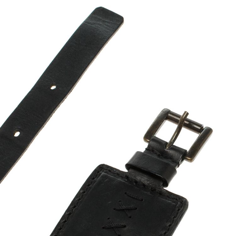 Pre Owned Chloe Black Leather Sequin Embellished Belt 85 CM
