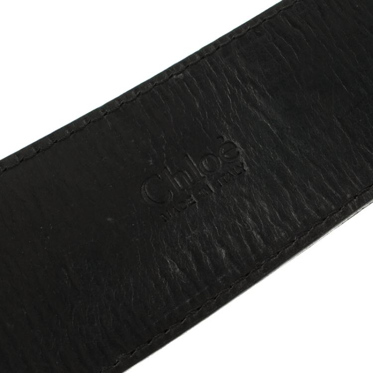Pre Owned Chloe Black Leather Sequin Embellished Belt 85 CM