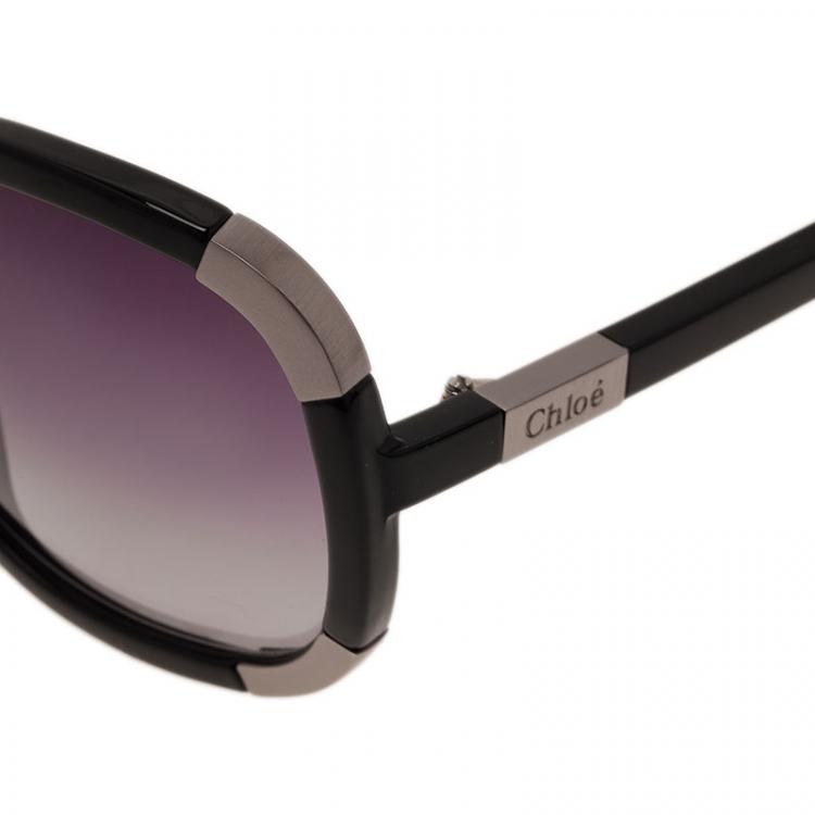 Pre Owned Chloe Black Myrthe Round Sunglasses