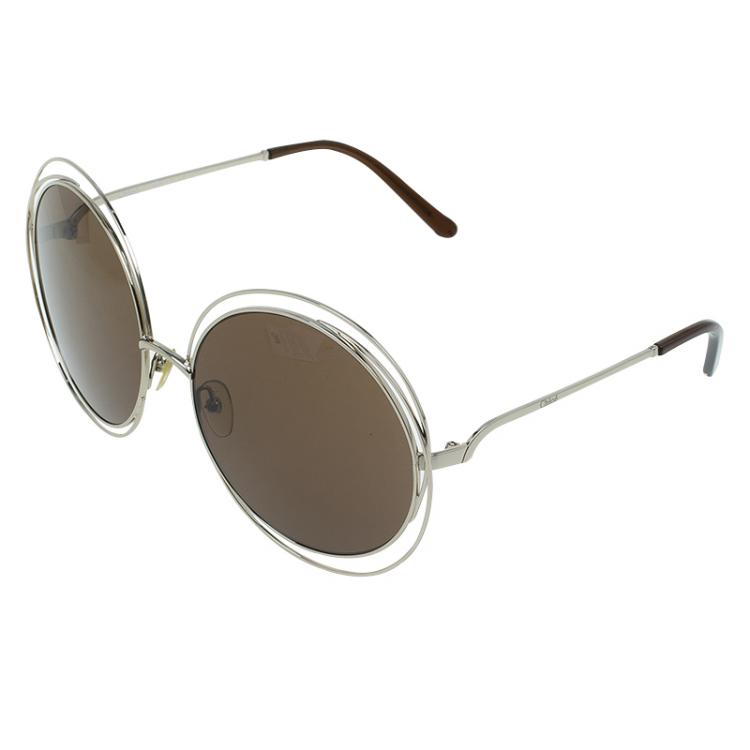 Pre Owned Chloe Gold Carlina CE114S 743 Oversized Round Sunglasses