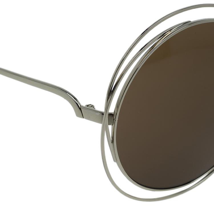 Pre Owned Chloe Gold Carlina CE114S 743 Oversized Round Sunglasses