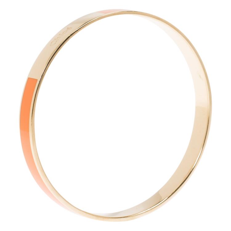 Pre Owned Chloe Coral Colored Enamel Bangle Bracelet