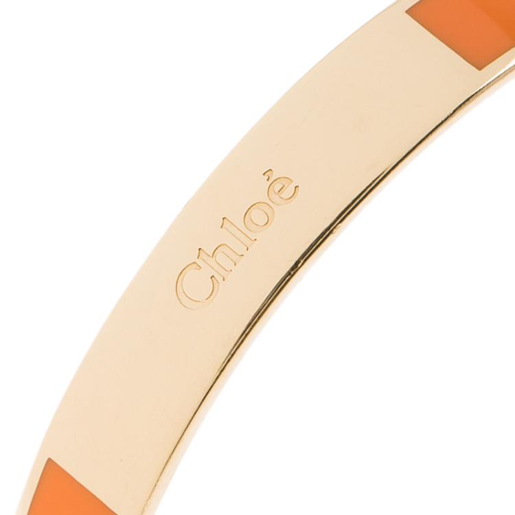 Pre Owned Chloe Coral Colored Enamel Bangle Bracelet