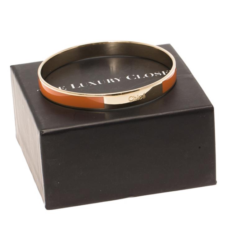 Pre Owned Chloe Coral Colored Enamel Bangle Bracelet