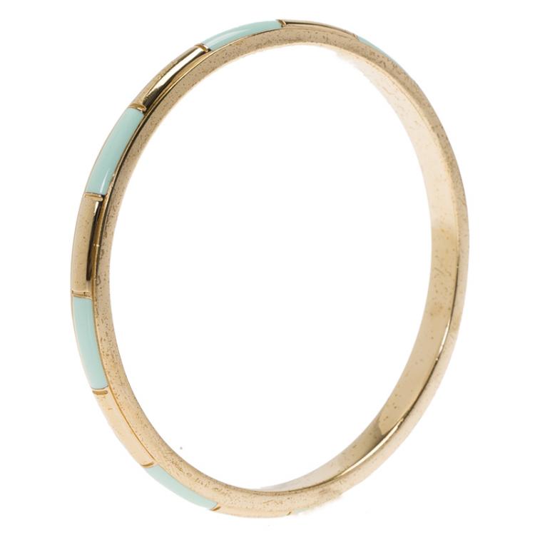 Pre Owned Chloe Turquoise Enameled Gold Tone Bangle 21cm