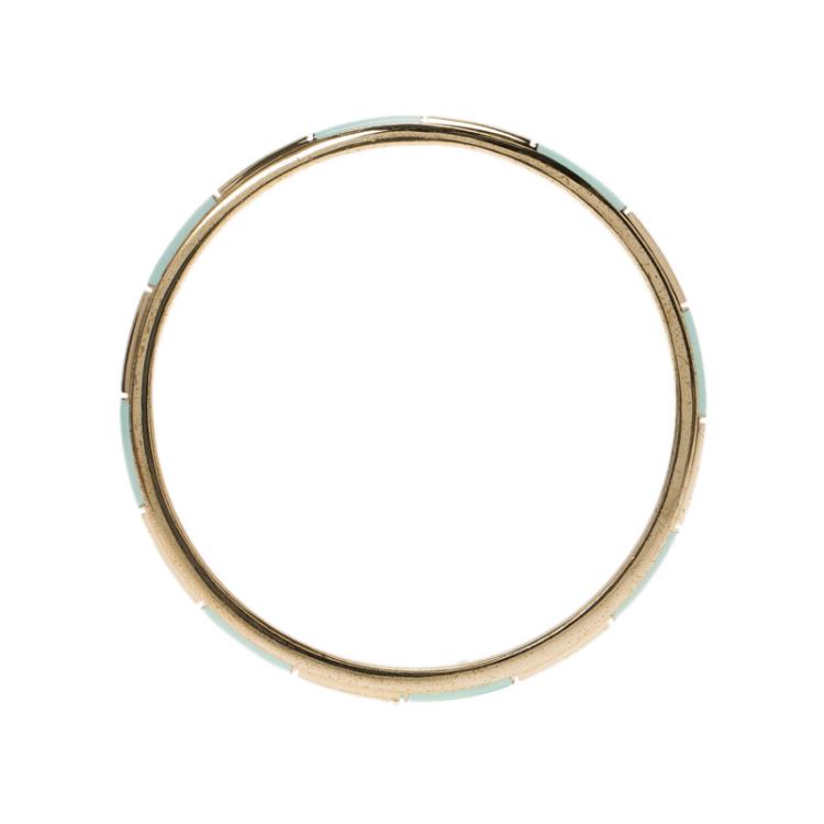 Pre Owned Chloe Turquoise Enameled Gold Tone Bangle 21cm