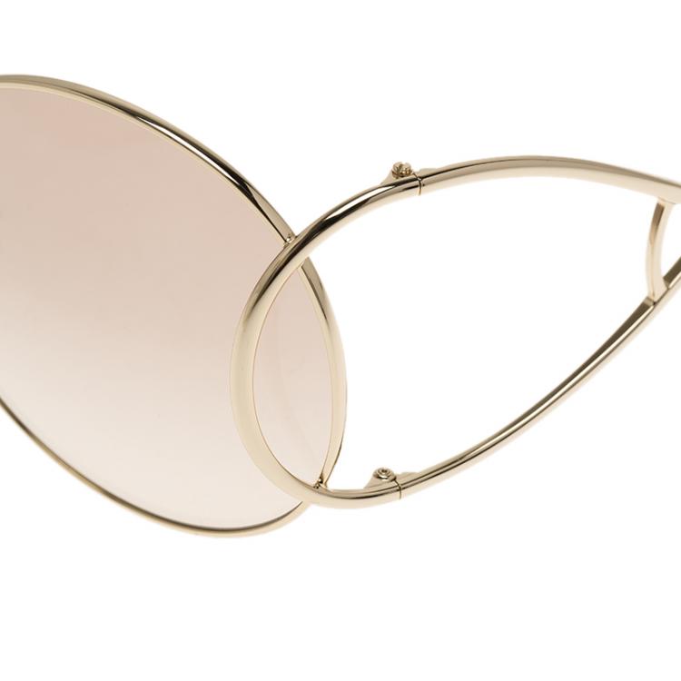 Pre Owned Chloe Gold and Peach CE124S Jackson Sunglasses
