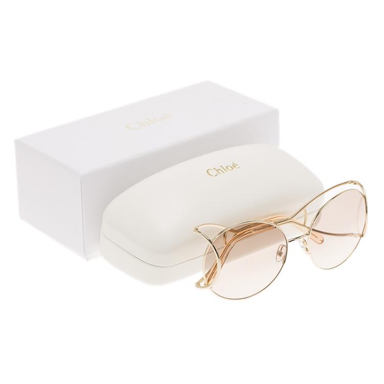Pre Owned Chloe Gold and Peach CE124S Jackson Sunglasses