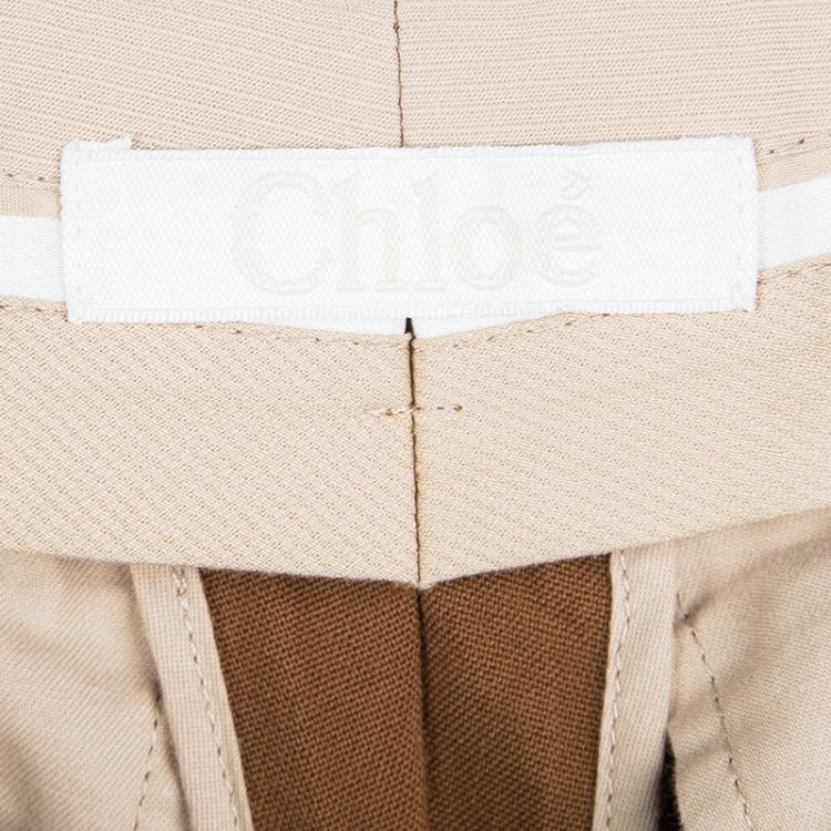 Pre Owned Chloe Brown Wool Straight Fit Trousers M