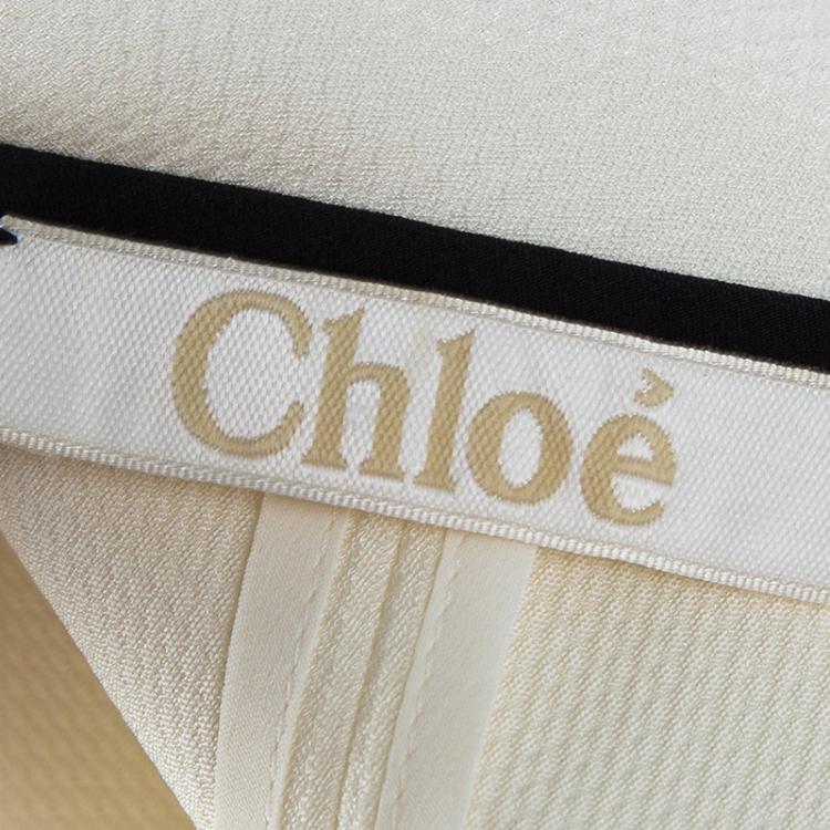 مملوكة مسبقًا Chloe Cream Contrast Trim Long Sleeve Blouse M