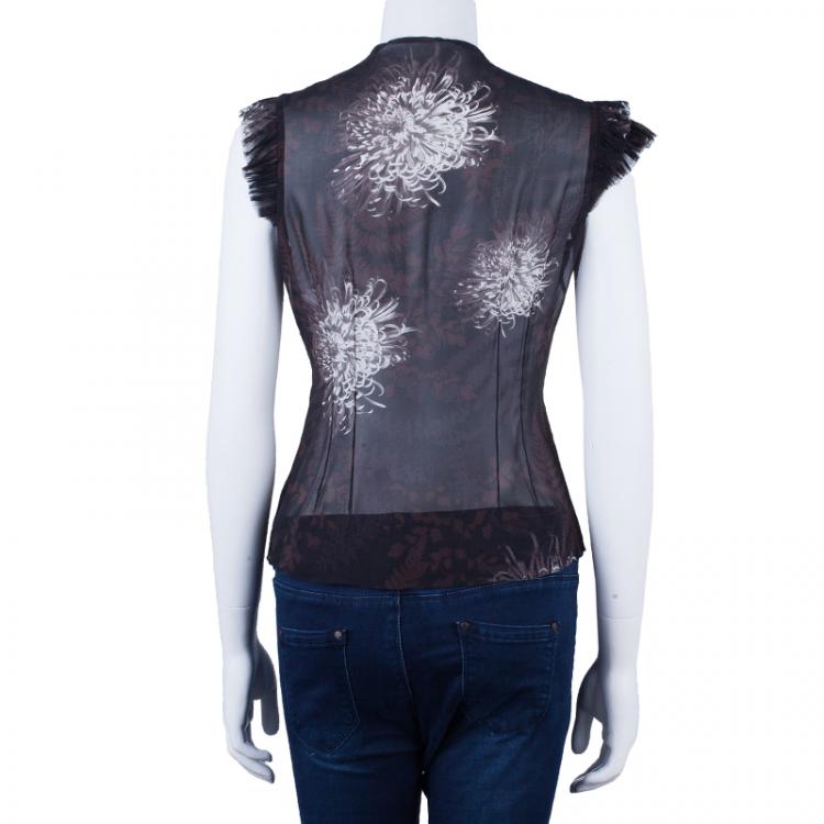 مملوكة مسبقًا Chloe Brown Print Top M