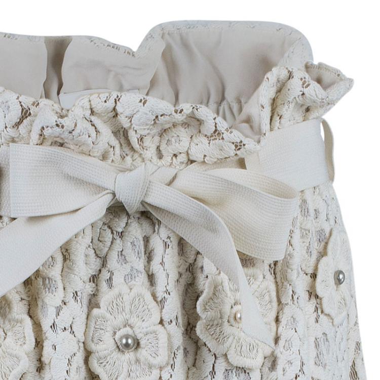 Pre Owned Chloe Offwhite Floral Skirt M