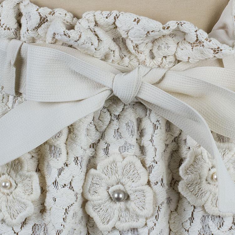 Pre Owned Chloe Offwhite Floral Skirt M