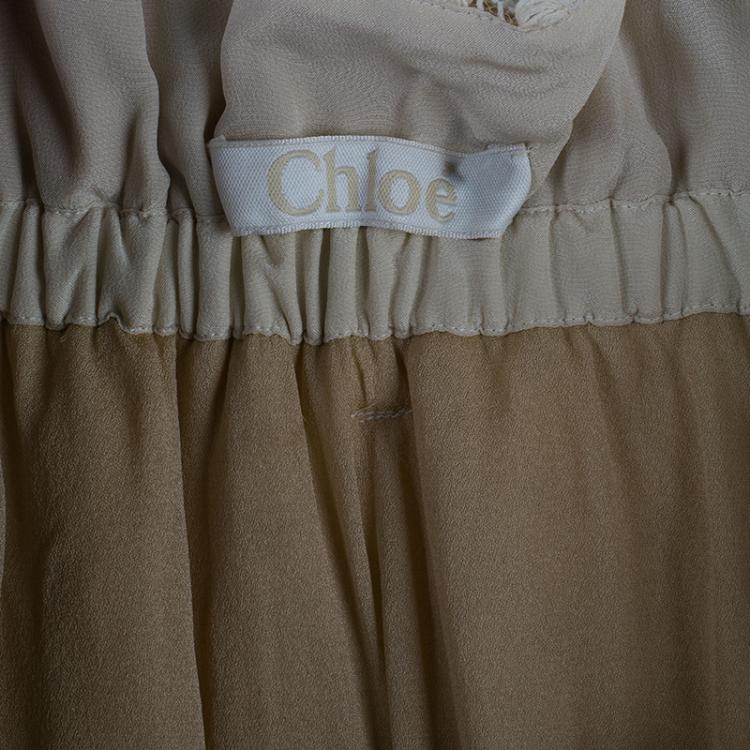 Pre Owned Chloe Offwhite Floral Skirt M