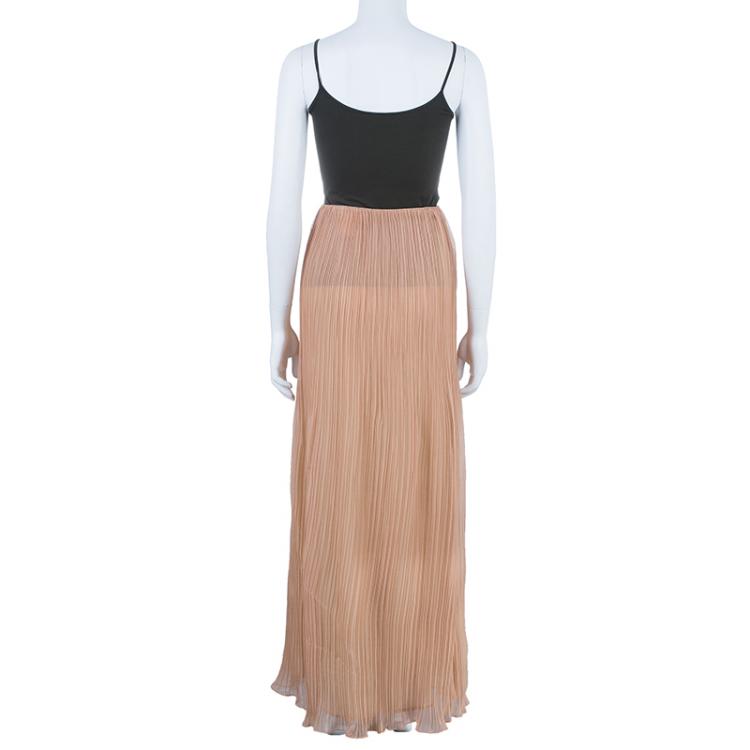 Pre Owned Chloe Sahara Pink Plisse Chiffon Maxi Skirt M