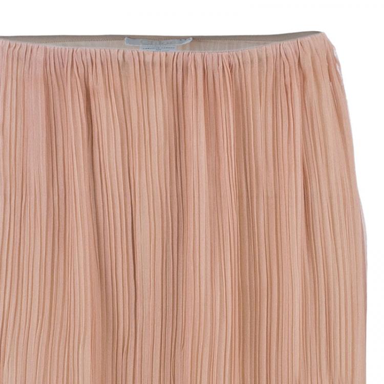 Pre Owned Chloe Sahara Pink Plisse Chiffon Maxi Skirt M