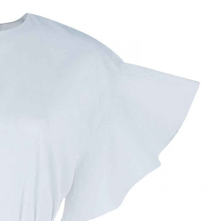 Pre Owned Chloe White Ruffle Sleeve Dress M
