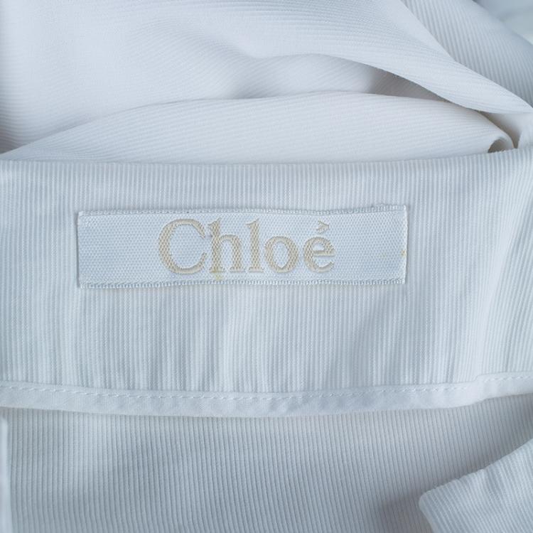 Pre Owned Chloe White Ruffle Sleeve Dress M