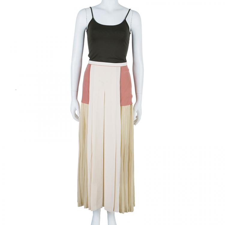 Pre Owned Chloe Colorblock Chiffon Midi Skirt L
