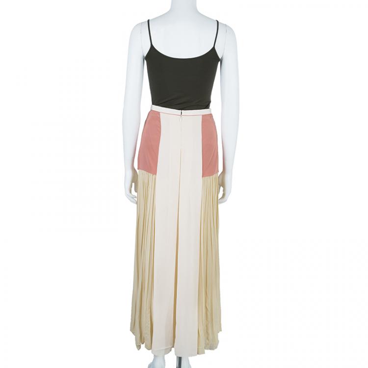 Pre Owned Chloe Colorblock Chiffon Midi Skirt L