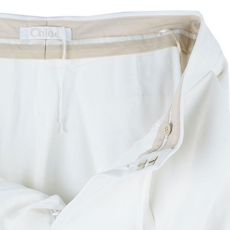 Pre Owned Chloe White Cropped Formal Trousers M