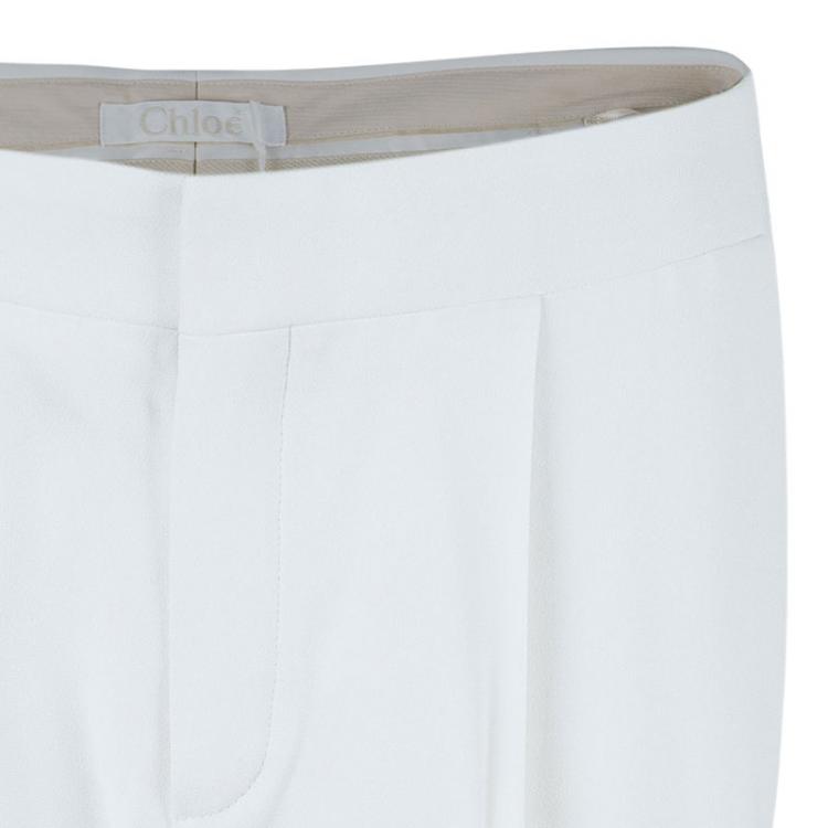 Pre Owned Chloe White Cropped Formal Trousers M