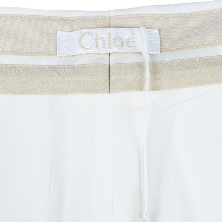 Pre Owned Chloe White Cropped Formal Trousers M