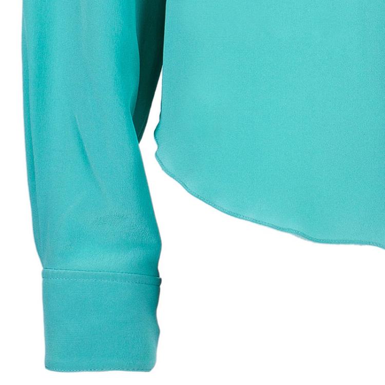 Pre Owned Chloe Bicolor Silk Peter Pan Collar Top L