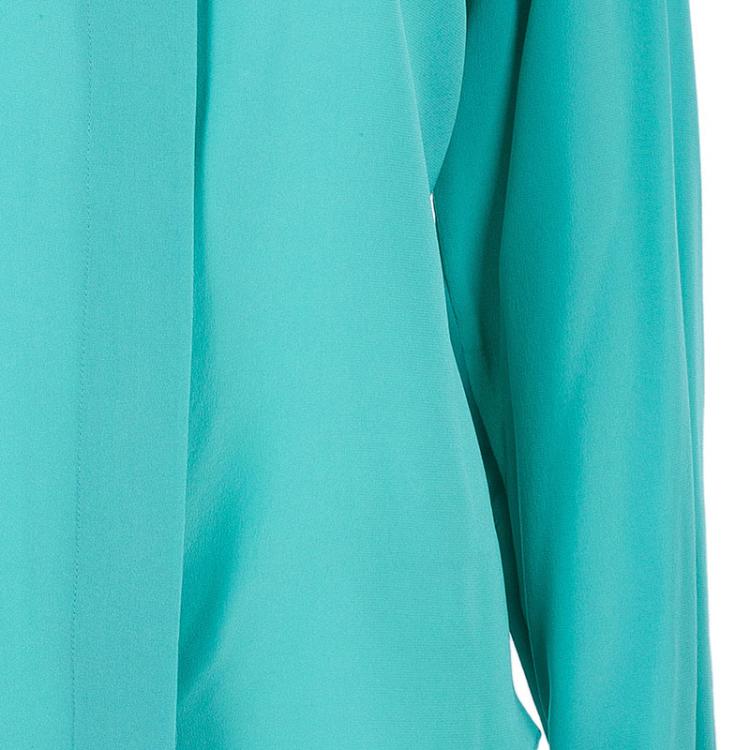 Pre Owned Chloe Bicolor Silk Peter Pan Collar Top L