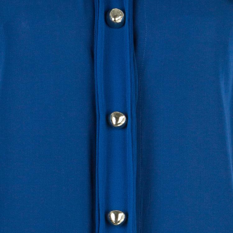 Pre Owned Chloe Navy Contrast Collar Silk Shirt M