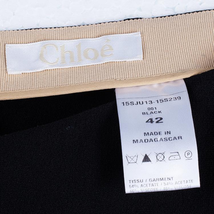 Pre Owned Chloe Black Crepe Skirt L