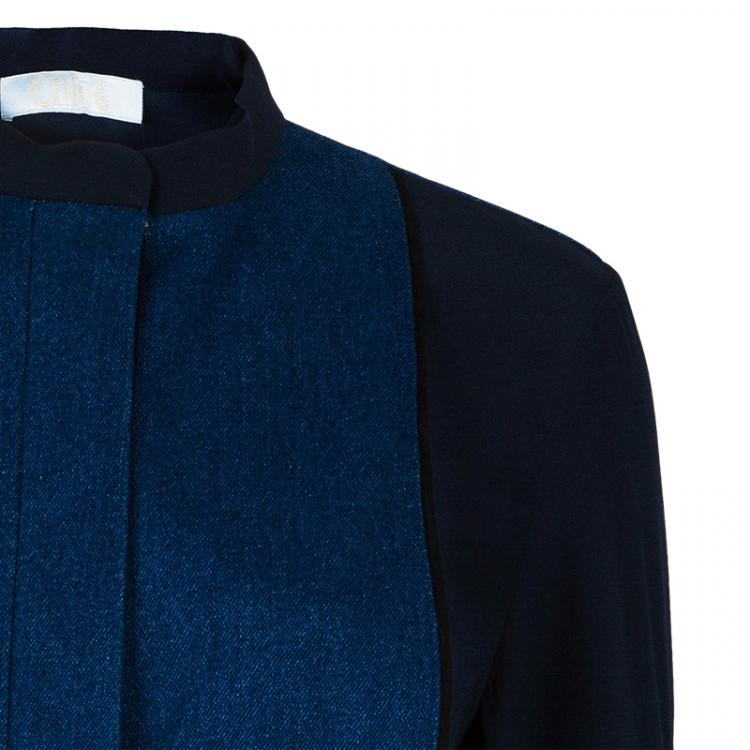 Pre Owned Chloe Blue Denim Bib Blouse S