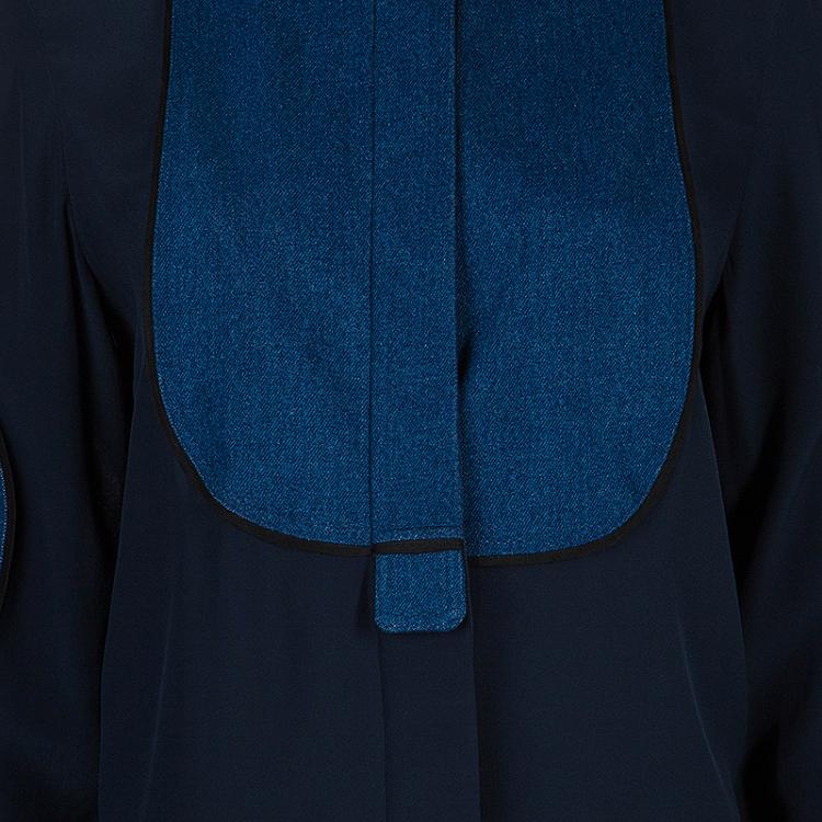Pre Owned Chloe Blue Denim Bib Blouse S