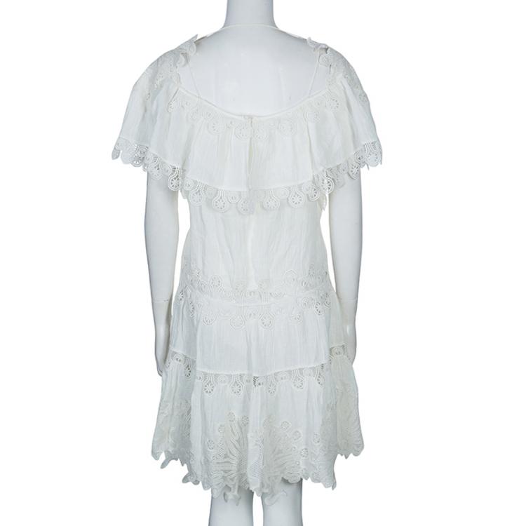 Pre Owned Chloe White Lace Dress S
