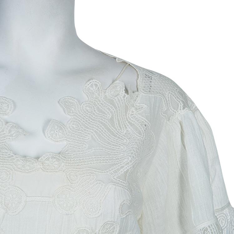 Pre Owned Chloe White Lace Dress S