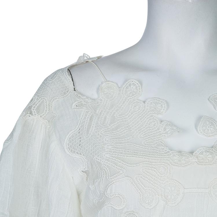 Pre Owned Chloe White Lace Dress S