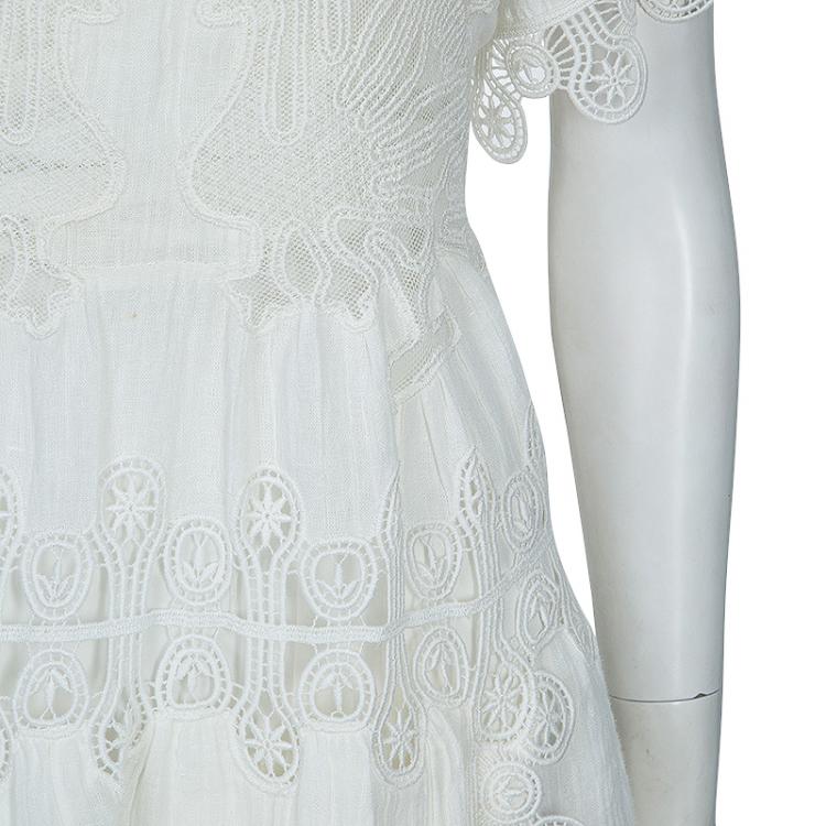 Pre Owned Chloe White Lace Dress S