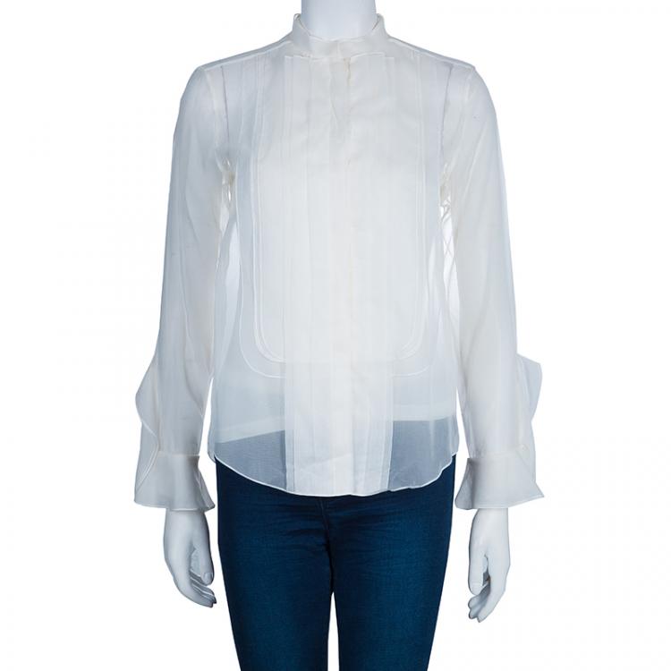 مملوكة �مسبقًا Chloe White Organza Shirt S